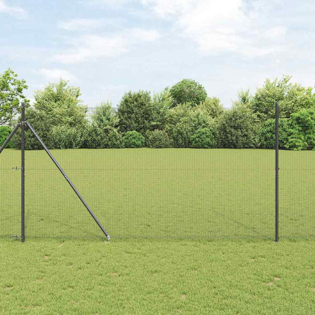Svweiende trådgjerde med spisser 25 x 1,5 m PVC-belagt stål Grå