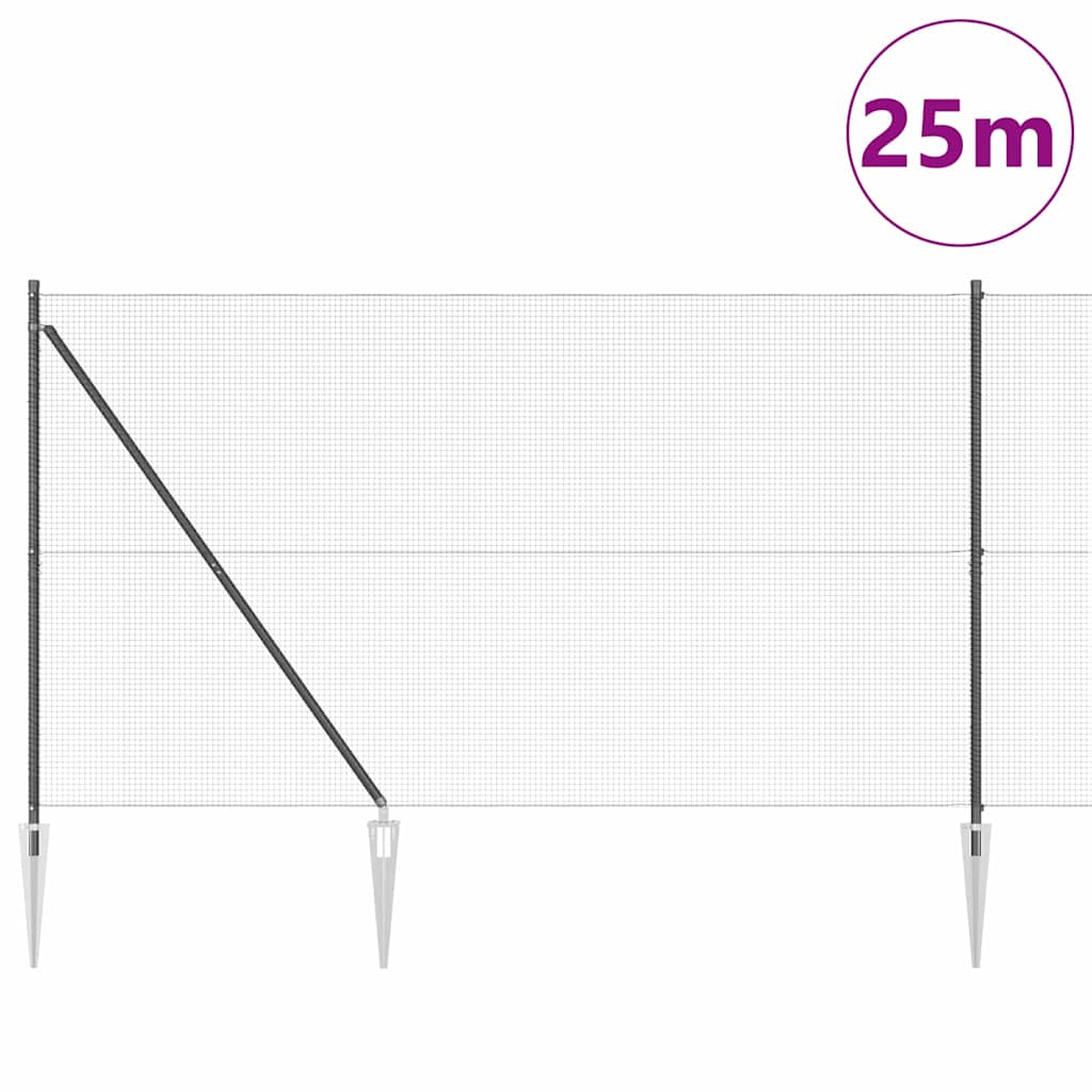 Svweiende trådgjerde med spisser 25 x 1,6 m (B x H)