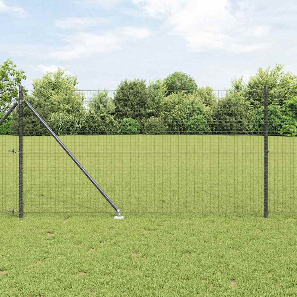 Svweiende trådgjerde med spisser 50 x 1 m PVC-belagt stål Grå