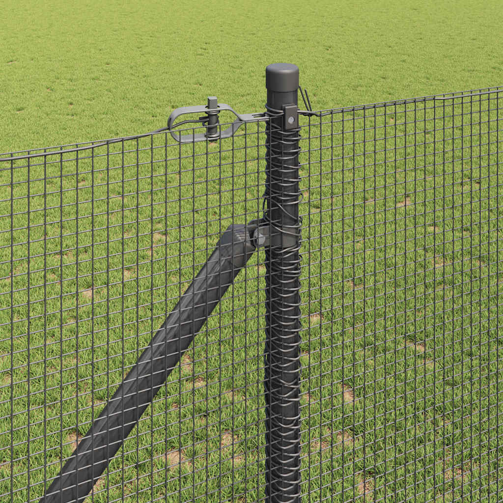 Svweiende trådgjerde med spisser 50 x 1,2 m PVC-belagt stål Grå
