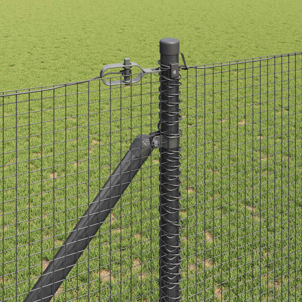 Svweiende trådgjerde med spisser 50 x 1,4 m PVC-belagt stål Grå