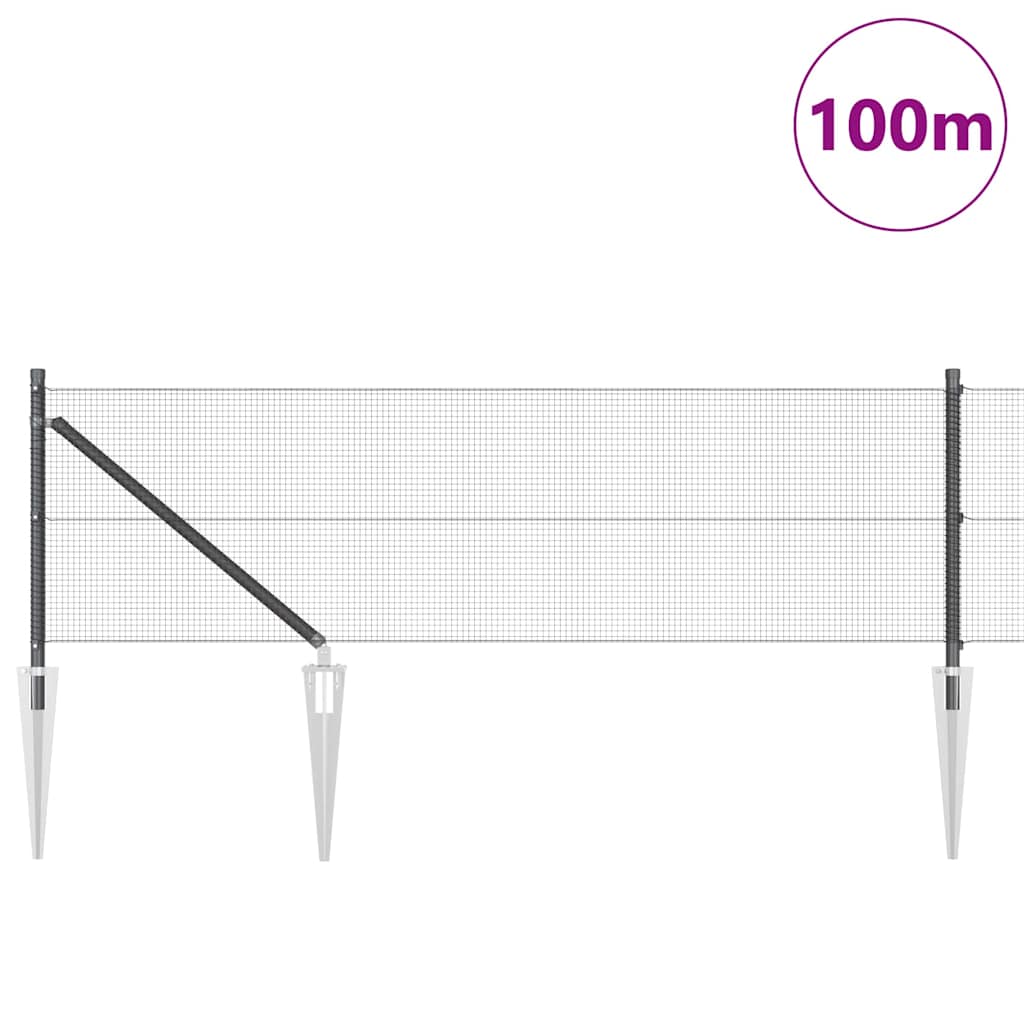 Svweiende trådgjerde med spisser 100 x 0,6 m PVC-belagt stål