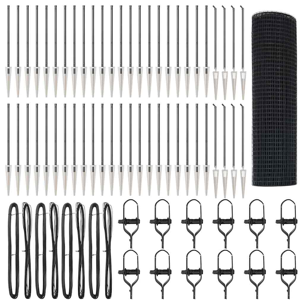 Gjerdepåle Grå 100 x 0,6 m (16 x 16 mm netting) Stål og PVC