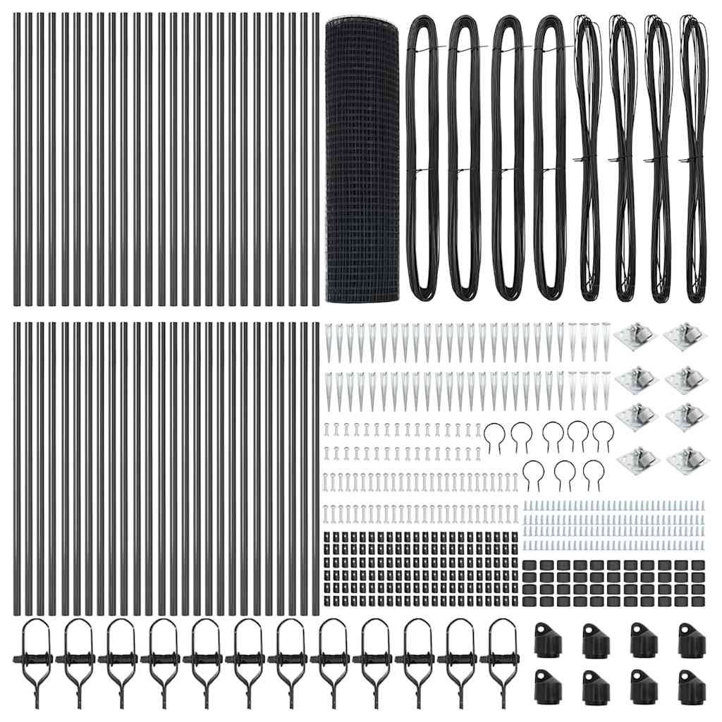 Gjerdepåle Grå 100 x 0,6 m (16 x 16 mm netting) Stål og PVC