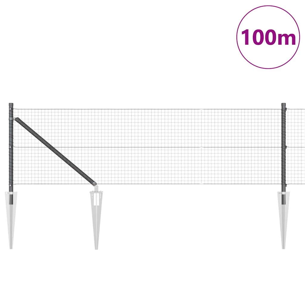 Svweiende trådgjerde med spisser 100 x 0,6 m PVC-belagt stål