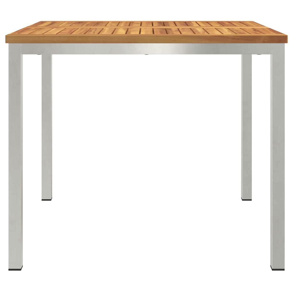 Spisebord 90x90x75 cm Massiv akasie tre og rustfritt stål