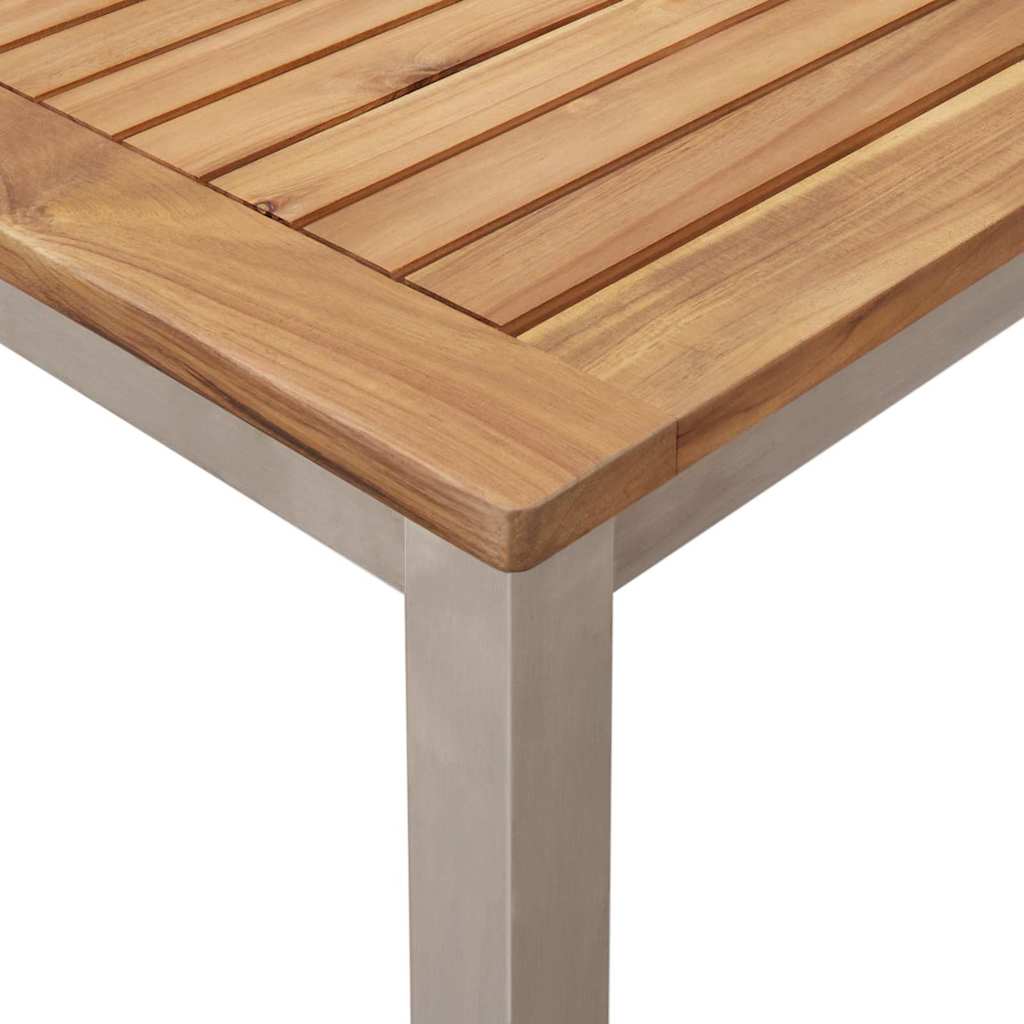 Spisebord 150x90x75 cm Massiv teak og rustfritt stål