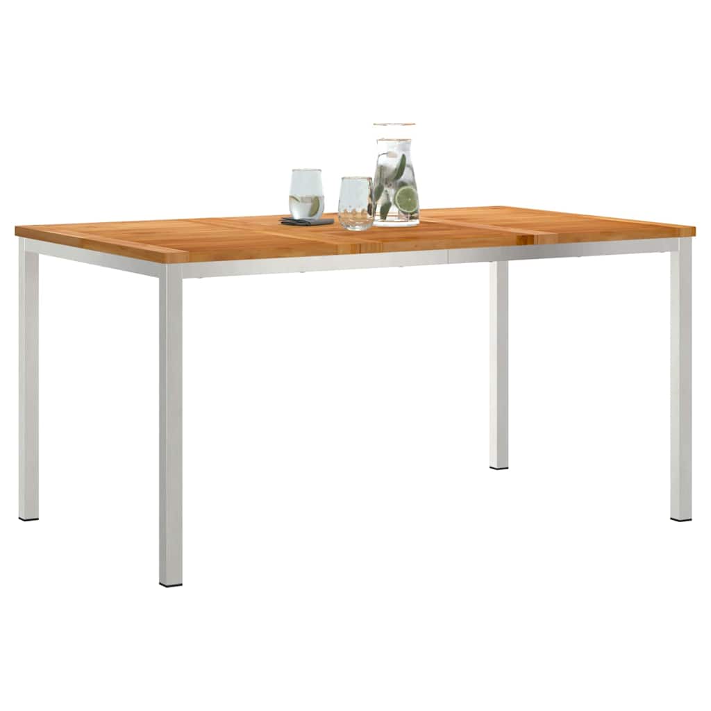 Spisebord 150x90x75 cm Massiv teak og rustfritt stål