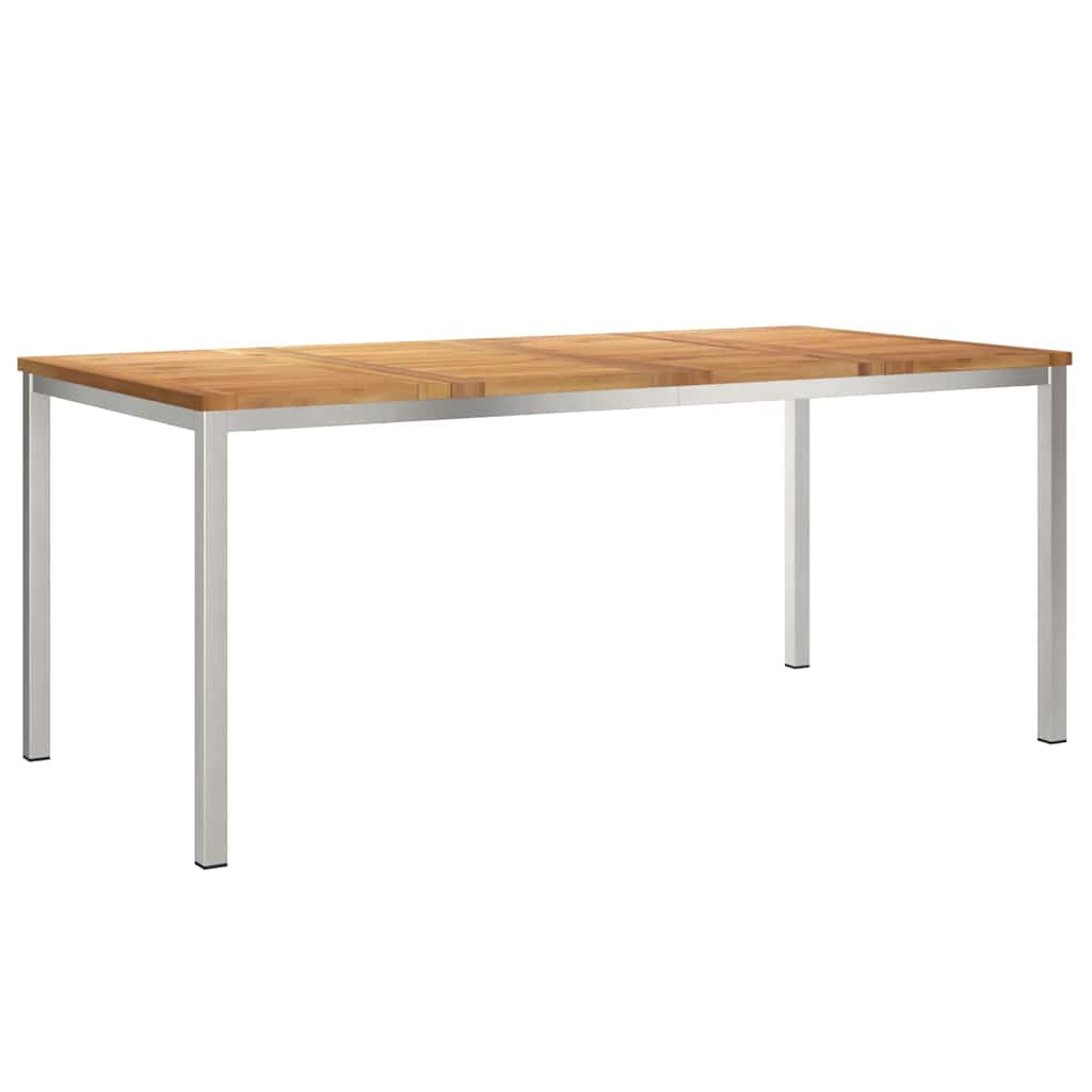 Spisebord 180x90x75 cm Massiv teak og rustfritt stål