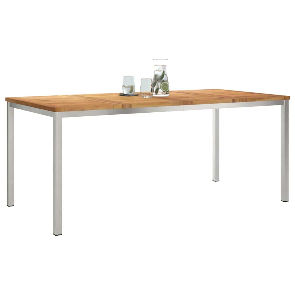 Spisebord 180x90x75 cm Massiv teak og rustfritt stål