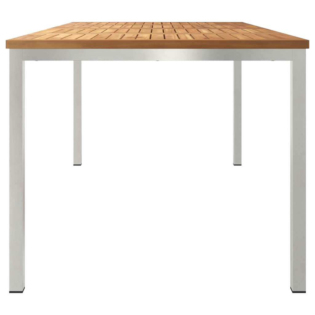 Spisebord 180x90x75 cm Massiv teak og rustfritt stål