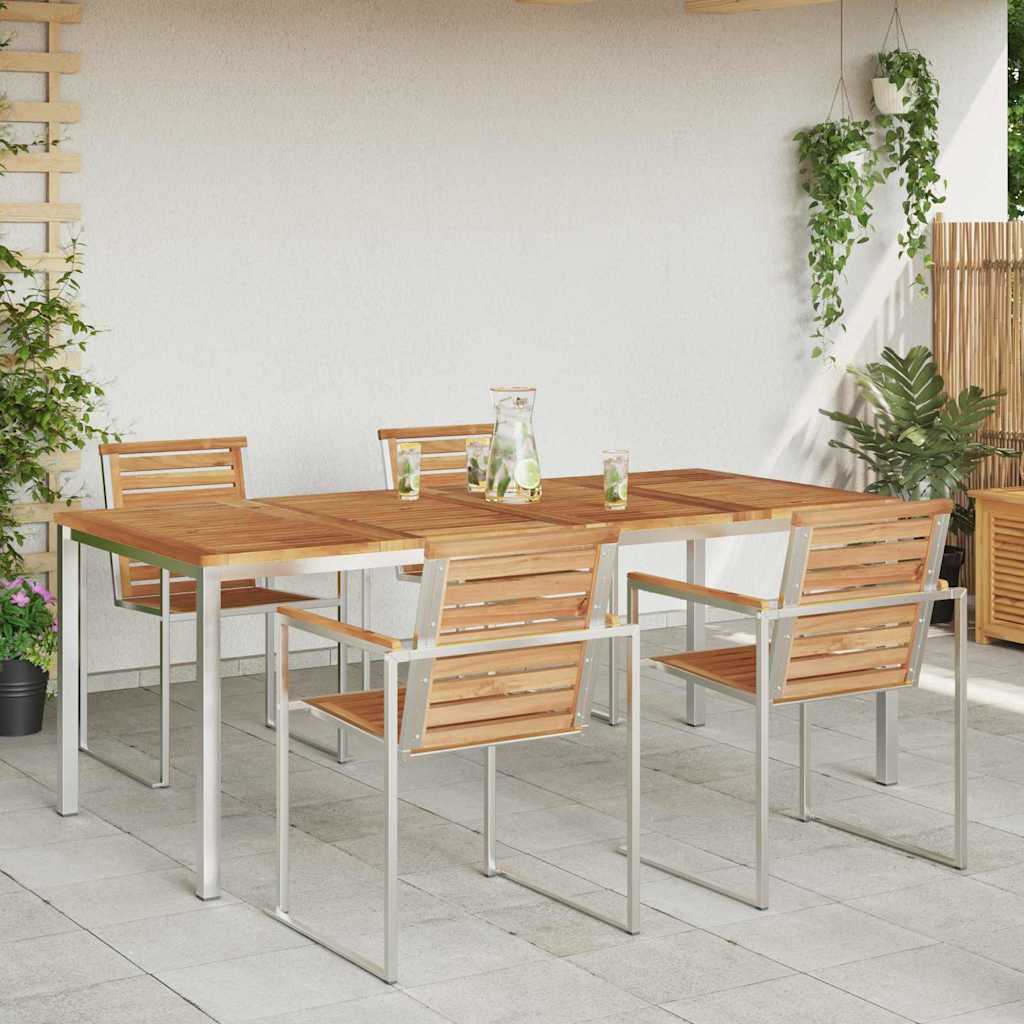 Spisebord 200x90x75 cm Massiv teak og rustfritt stål