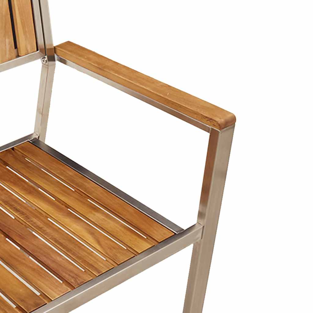 Hage Stol 4 pcs Massiv akasie tre og rustfritt stål