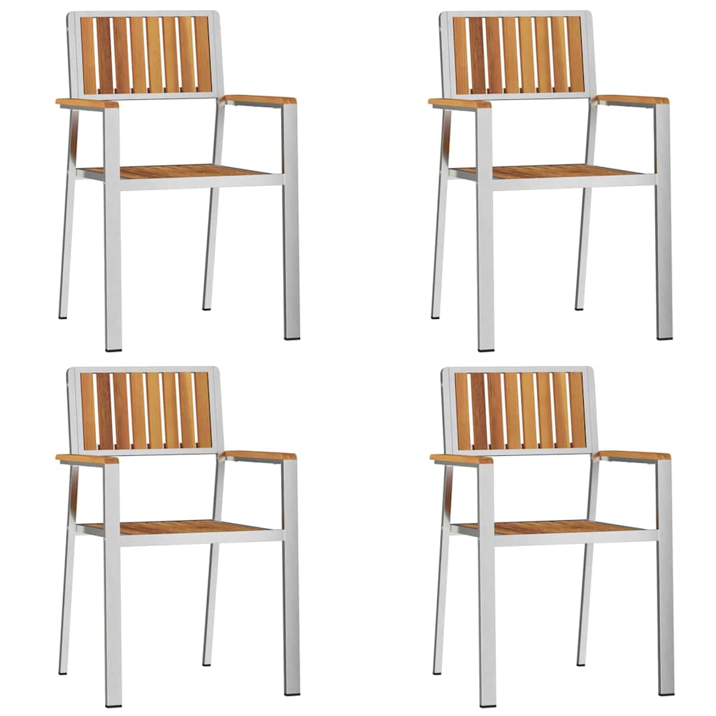 Hage Stol 4 pcs Massiv akasie tre og rustfritt stål