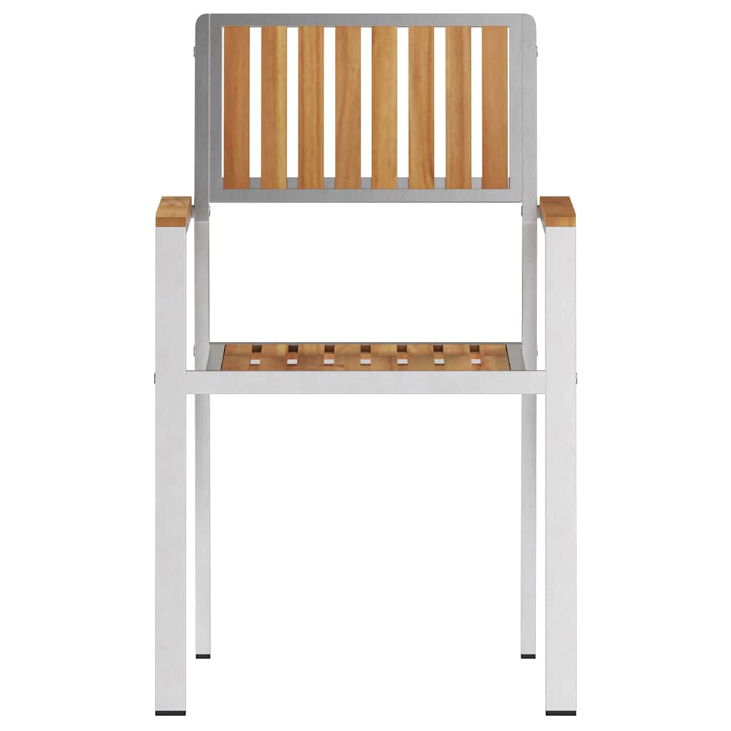 Hage Stol 2 pcs Massiv teak og rustfritt stål
