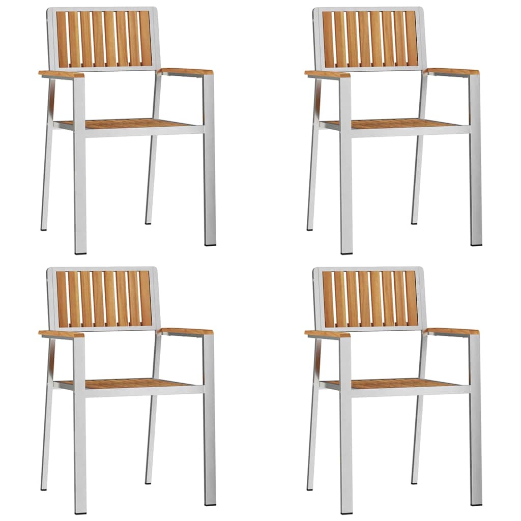 Hage Stol 4 pcs Massiv teak og rustfritt stål