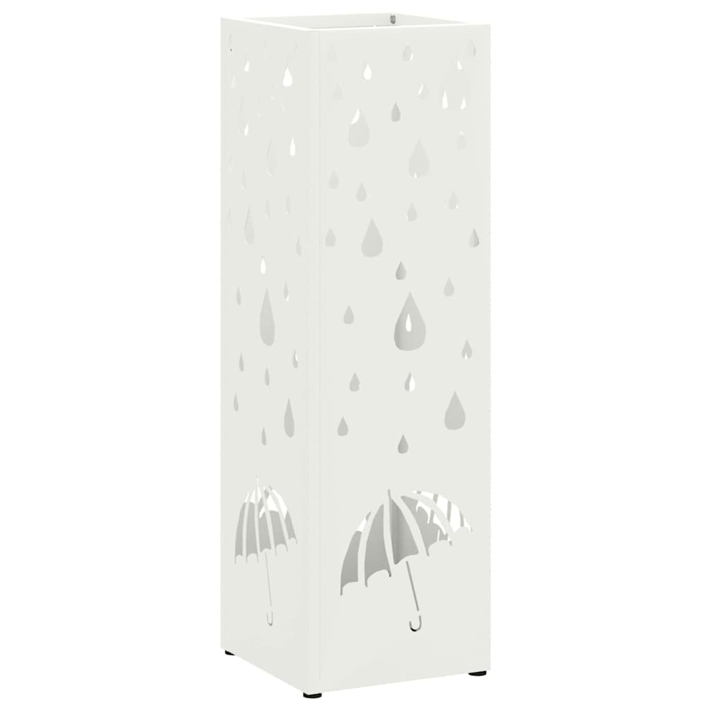 Regn paraplystativ med lagring Hvit 15,5 x 15,5 x 49 cm Stål