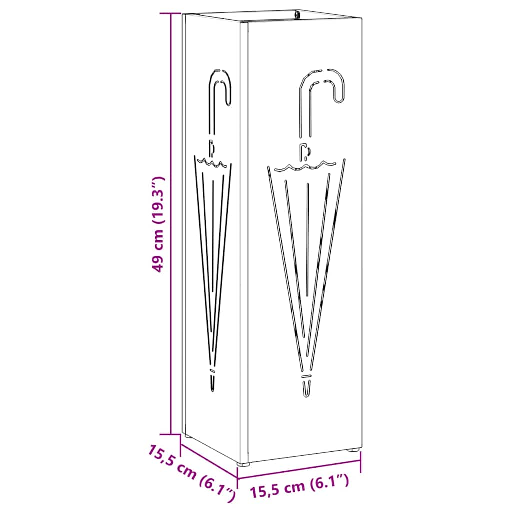 Parasollstativ med lagring Svart 15,5 x 15,5 x 49 cm Metall