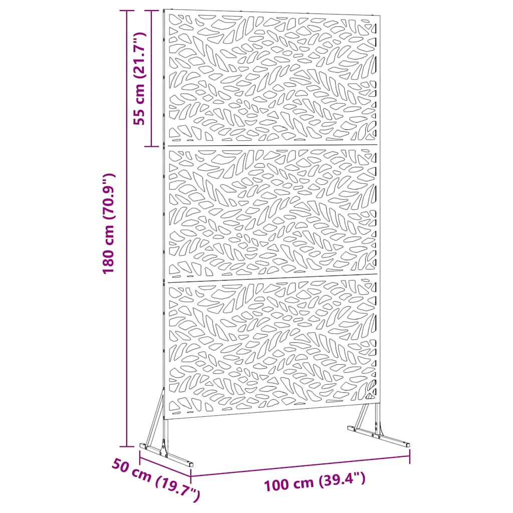 Personvernsvegg Hvit 100 x 50 x 180 cm Stål vidaXL