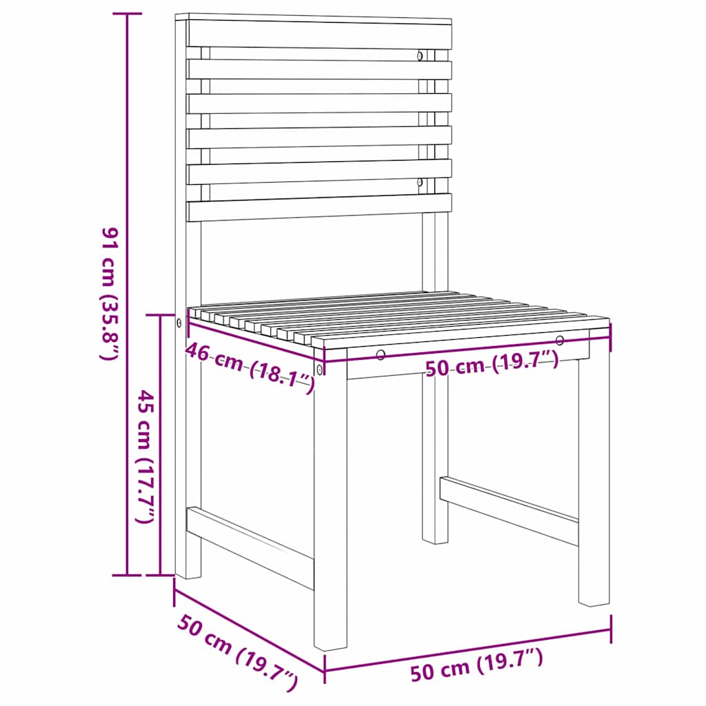 Hage Stol 2 pcs Brun 50 x 50 x 91cm Massivt akasietre