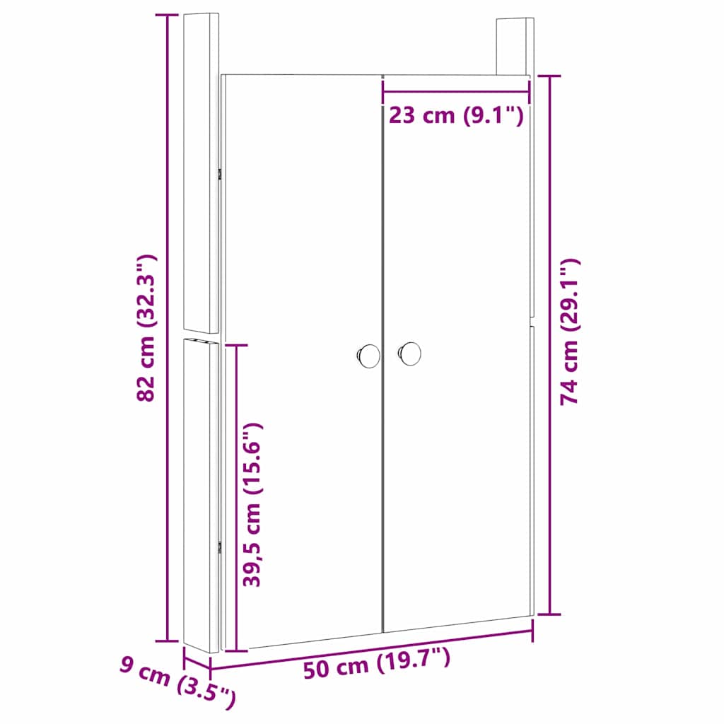 Kjøkkendør MEPPEL 2 pcs Hvit 50 x 9 x 82 cm Massivt furutre