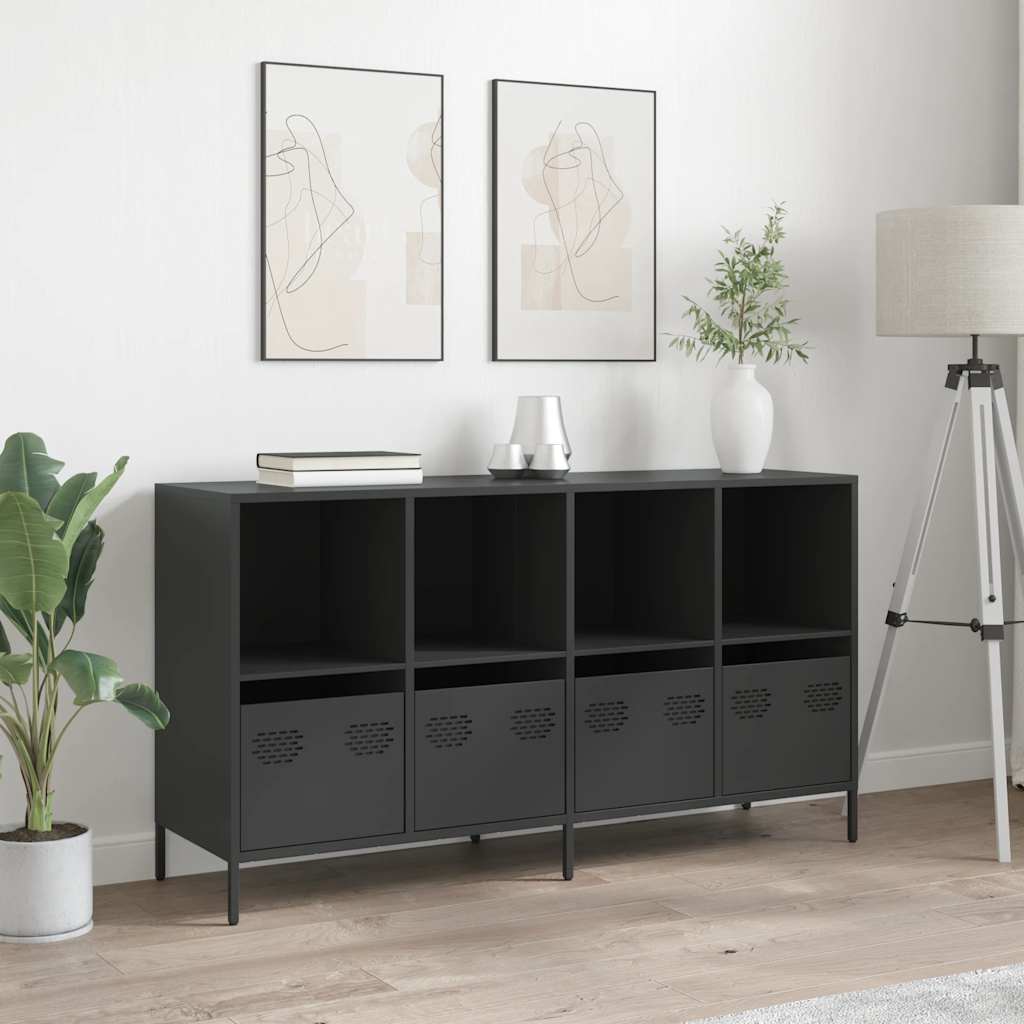 Skjenk svart 135x39x73,5 cm kaldvalset stål