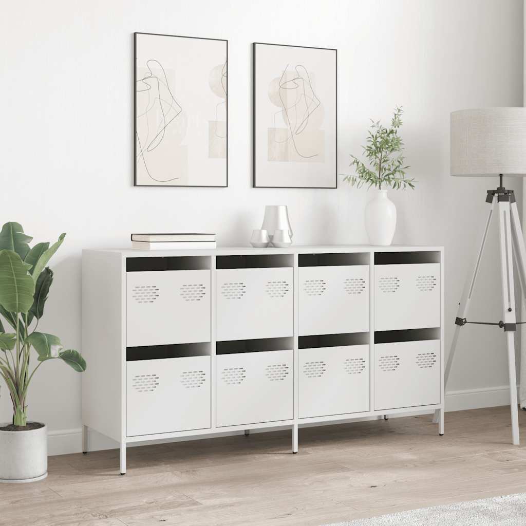Skjenk hvit 135x39x73,5 cm kaldvalset stål