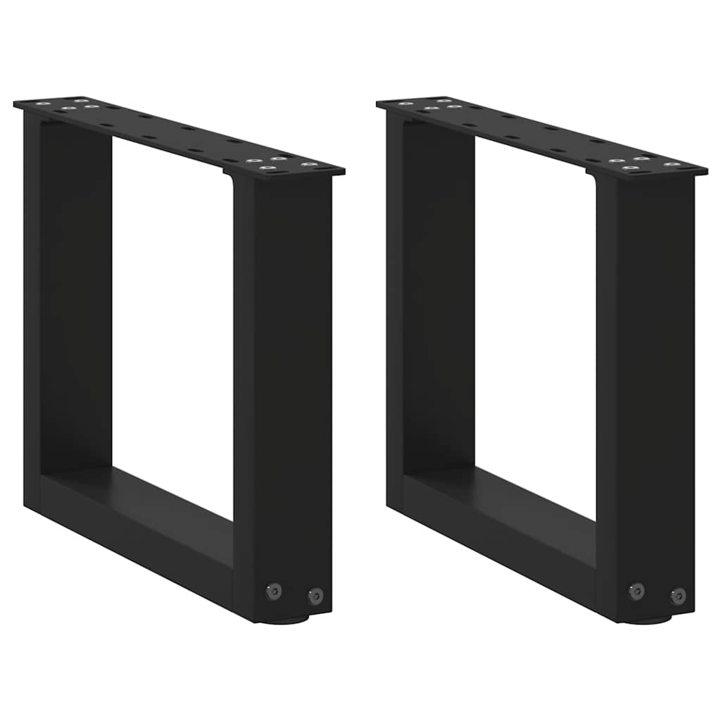 Salongbordben U-formet 2 stk svart 30x(30-31) cm stål