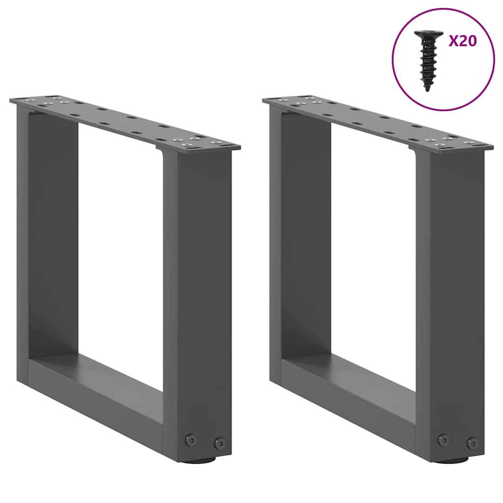 Salongbordben U-formet 2 stk antrasitt 40x(30-31) cm stål