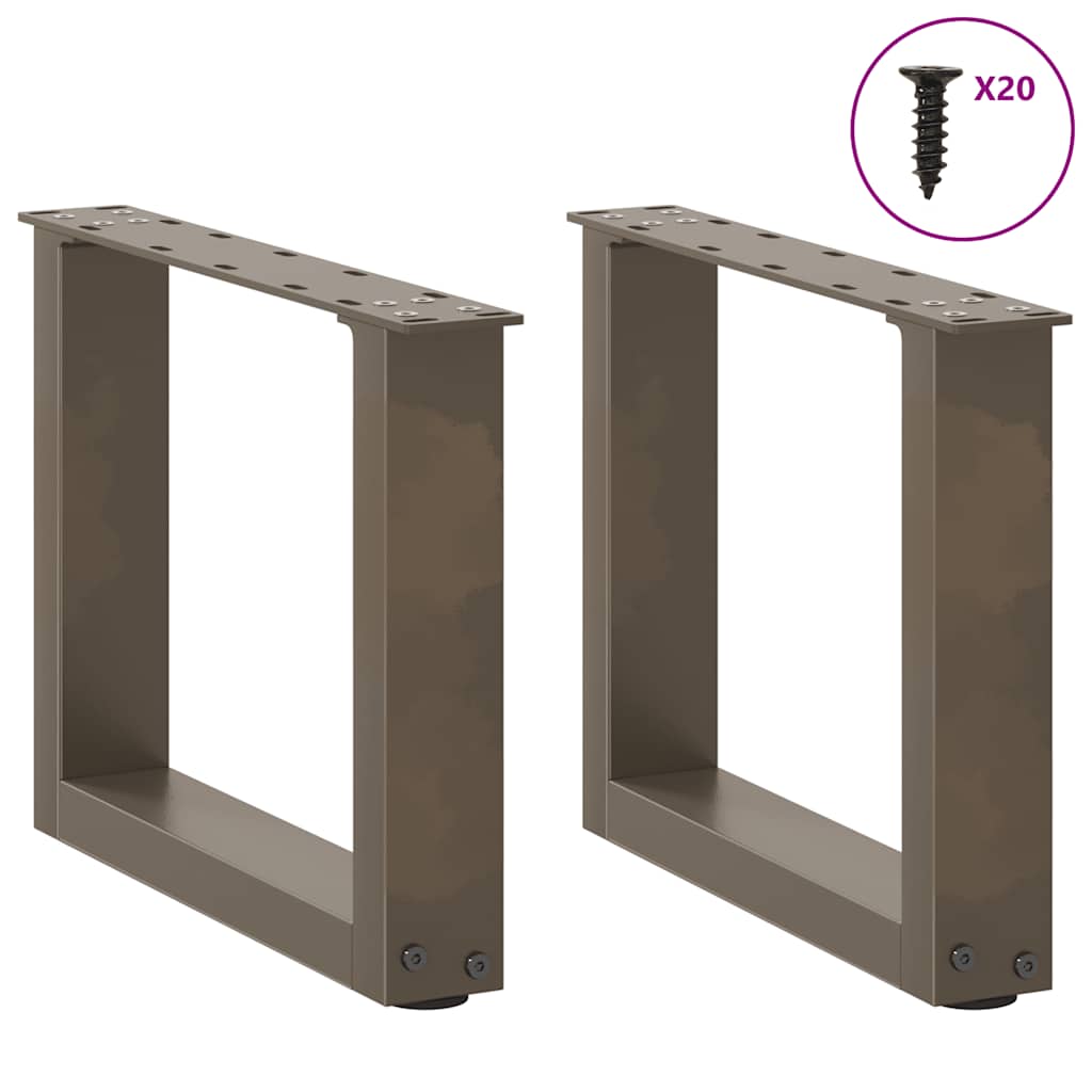 Salongbordben U-formet 2 stk naturstål 40x(30-31) cm stål
