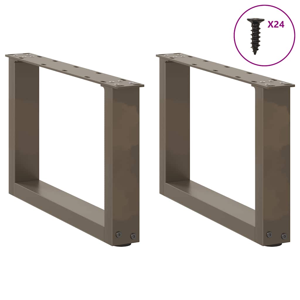Salongbordben U-formet 2 stk naturstål 50x(30-31) cm stål