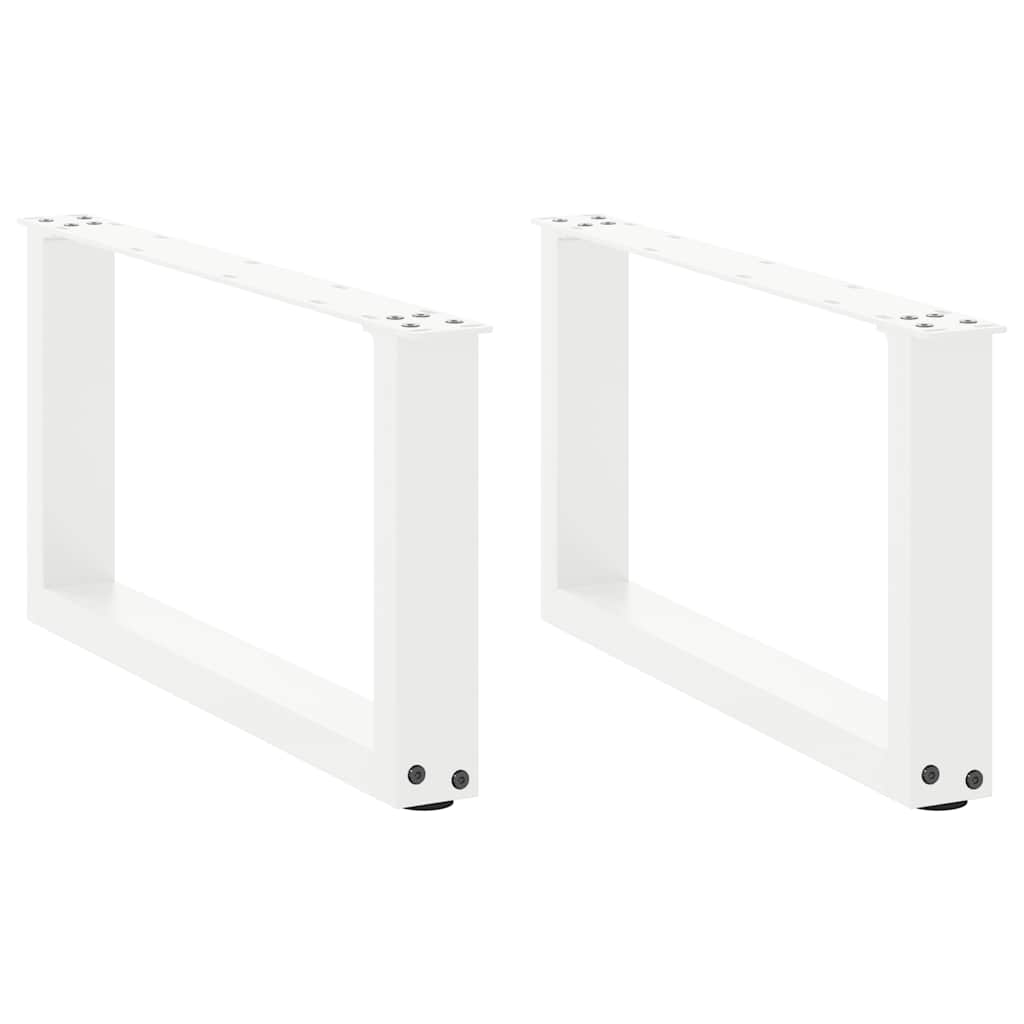 Salongbordben U-formet 2 stk hvit 60x(30-31) cm stål