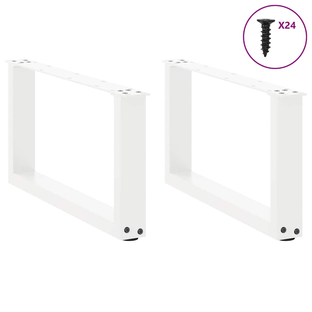 Salongbordben U-formet 2 stk hvit 60x(30-31) cm stål