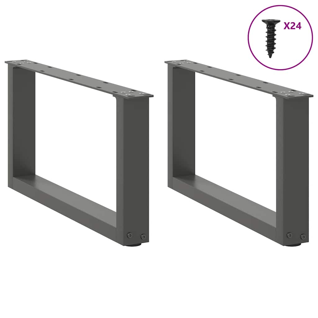 Salongbordben U-formet 2 stk antrasitt 60x(30-31) cm stål