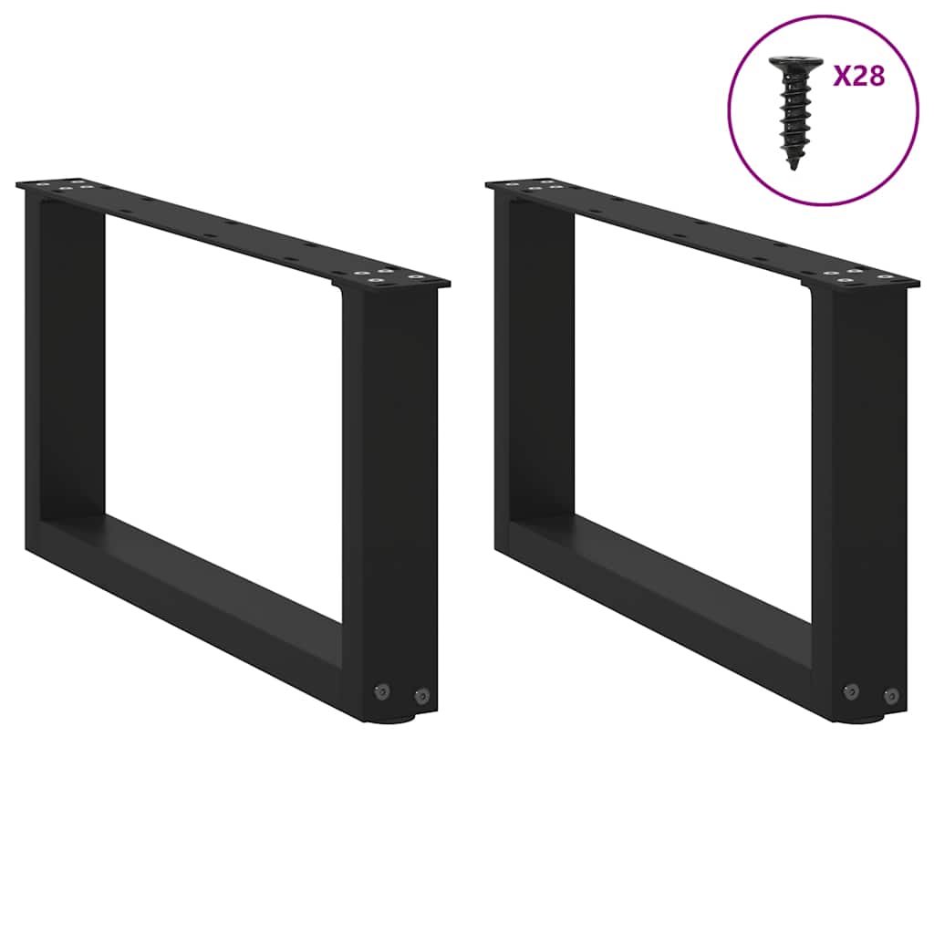 Salongbordben U-formet 2 stk svart 70 x (30-31) cm stål