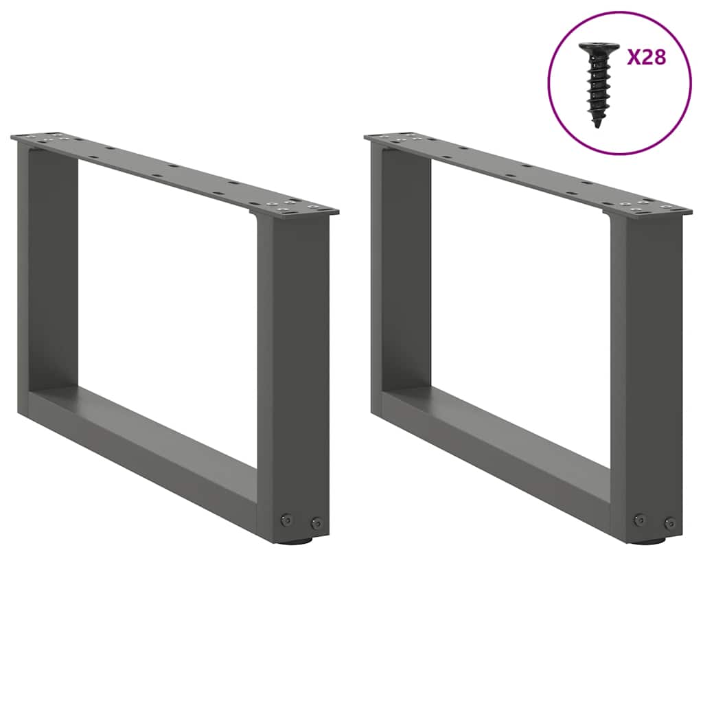 Salongbordben U-formet 2 stk antrasitt 70x(30-31) cm stål