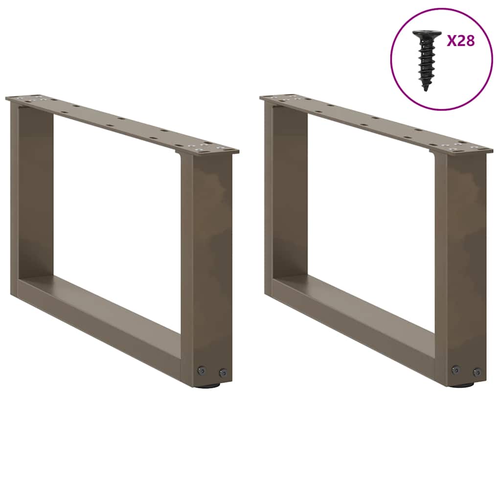 Salongbordben U-formet 2 stk naturstål 70 x (30-31) cm stål