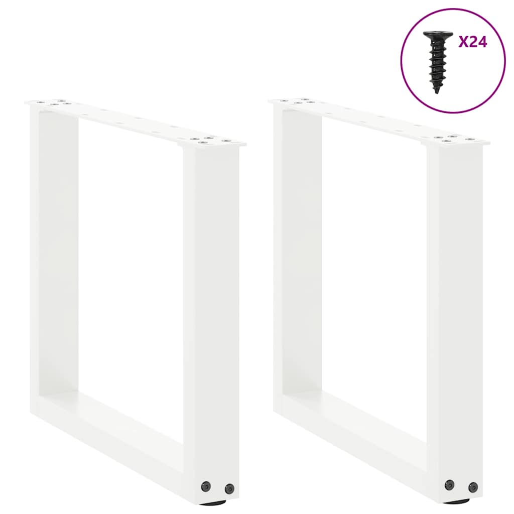 Salongbordben U-formet 2 stk hvit 50x(42-43) cm stål