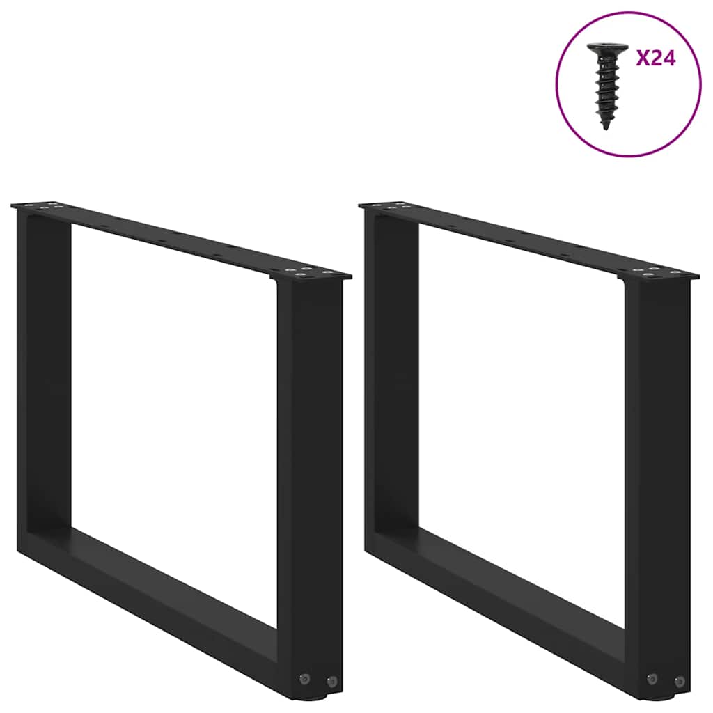 Salongbordben U-formet 2 stk svart 60 x (42-43) cm stål