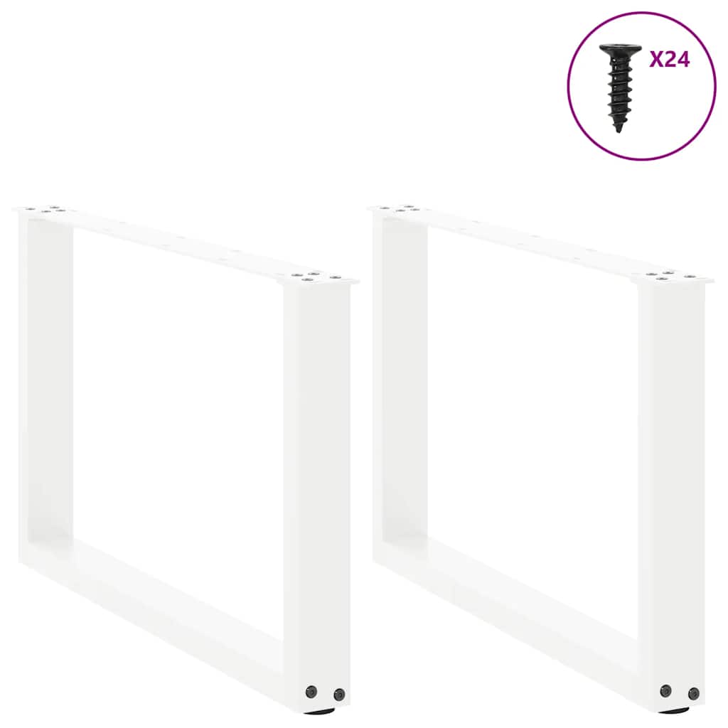 Salongbordben U-formet 2 stk hvit 60 x (42-43) cm stål