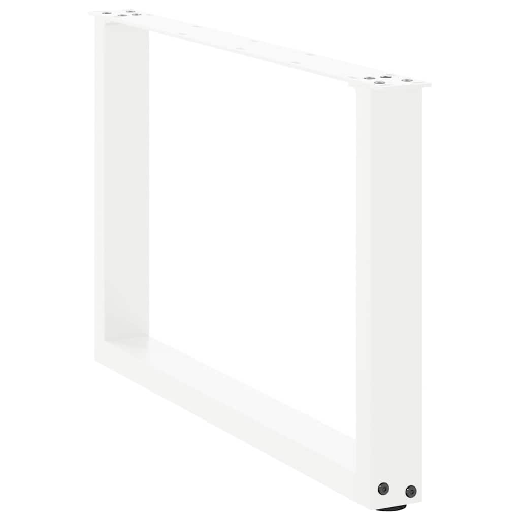 Salongbordben U-formet 2 stk hvit 60 x (42-43) cm stål