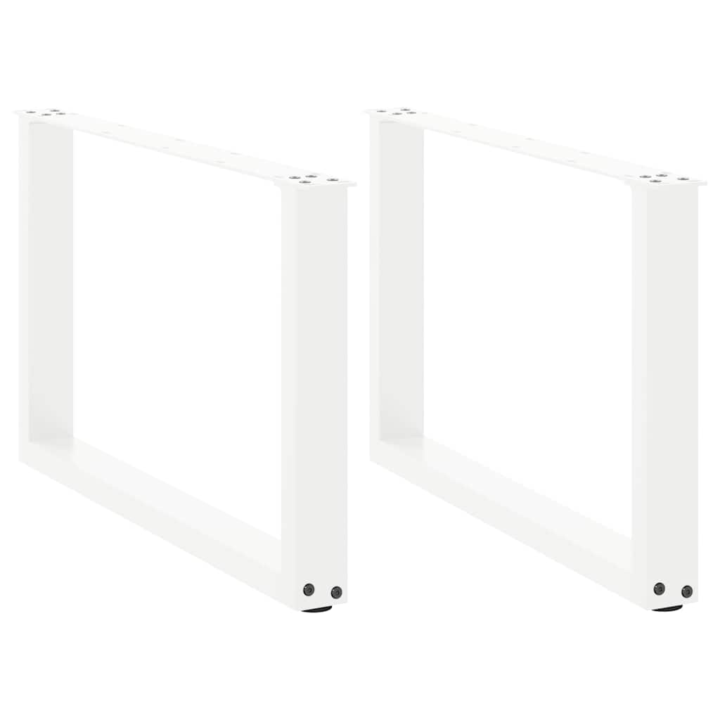 Salongbordben U-formet 2 stk hvit 70 x (42-43) cm stål