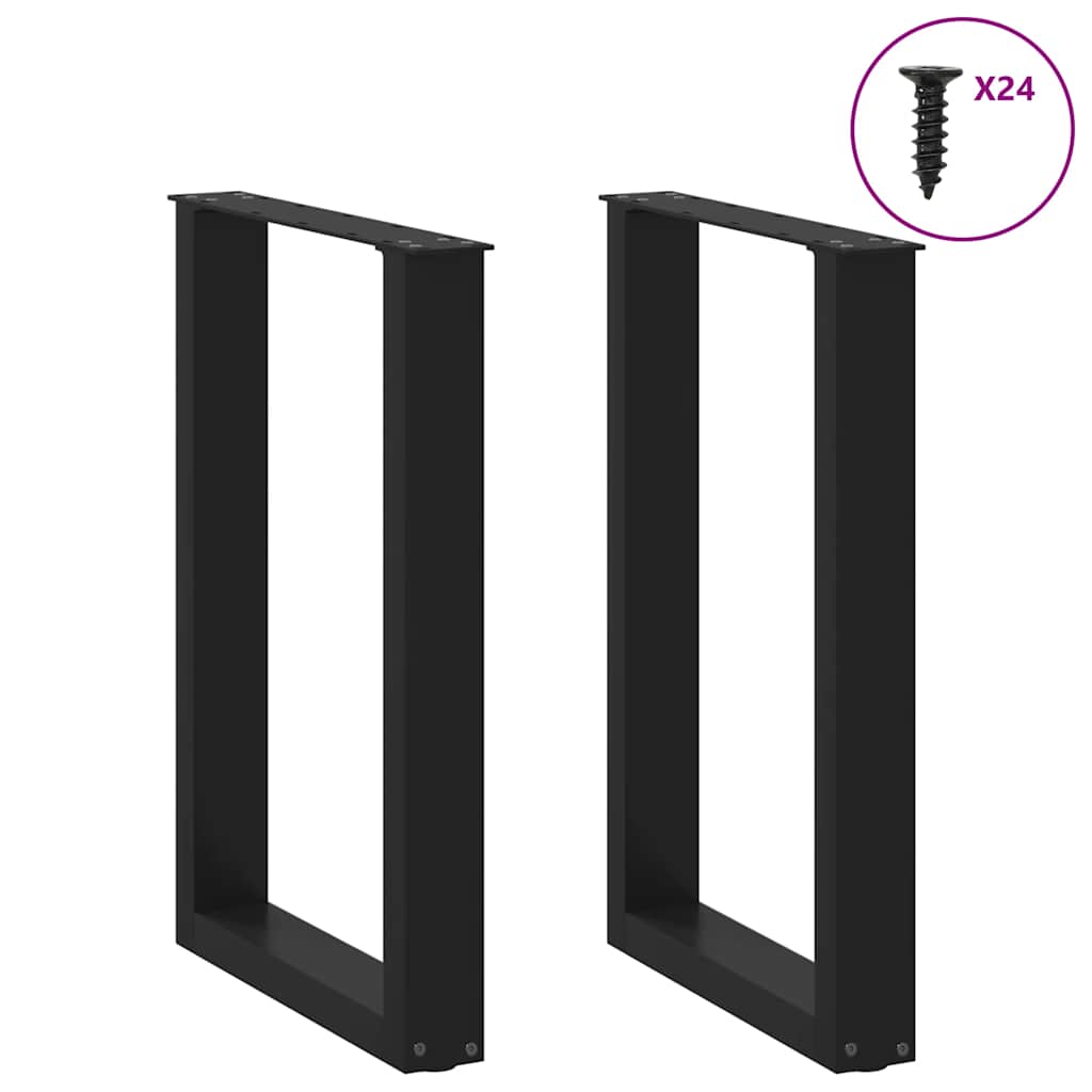Spisebordben U-formet 2 stk svart 50x(72-73) cm stål
