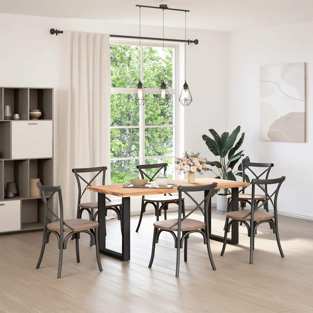 Spisebordben U-formet 2 stk svart 60 x (72-73) cm stål