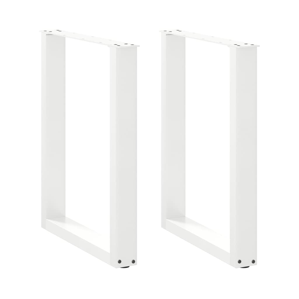 Spisebordben U-formet 2 stk hvit 60 x (72-73) cm stål