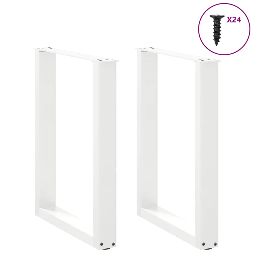 Spisebordben U-formet 2 stk hvit 60 x (72-73) cm stål