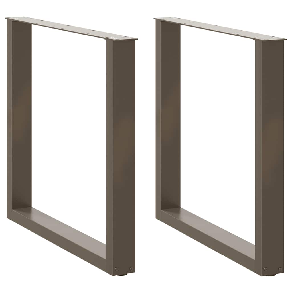 Spisebordben U-formet 2 stk naturstål 80 x (72-73) cm stål