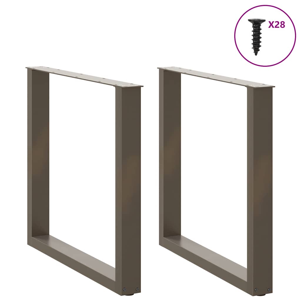 Spisebordben U-formet 2 stk naturstål 80 x (72-73) cm stål