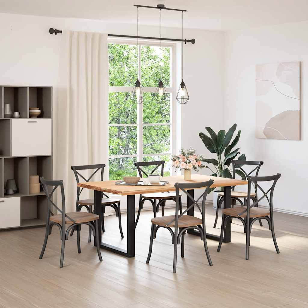 Spisebordben U-formet 2 stk svart 90 x (72-73) cm stål