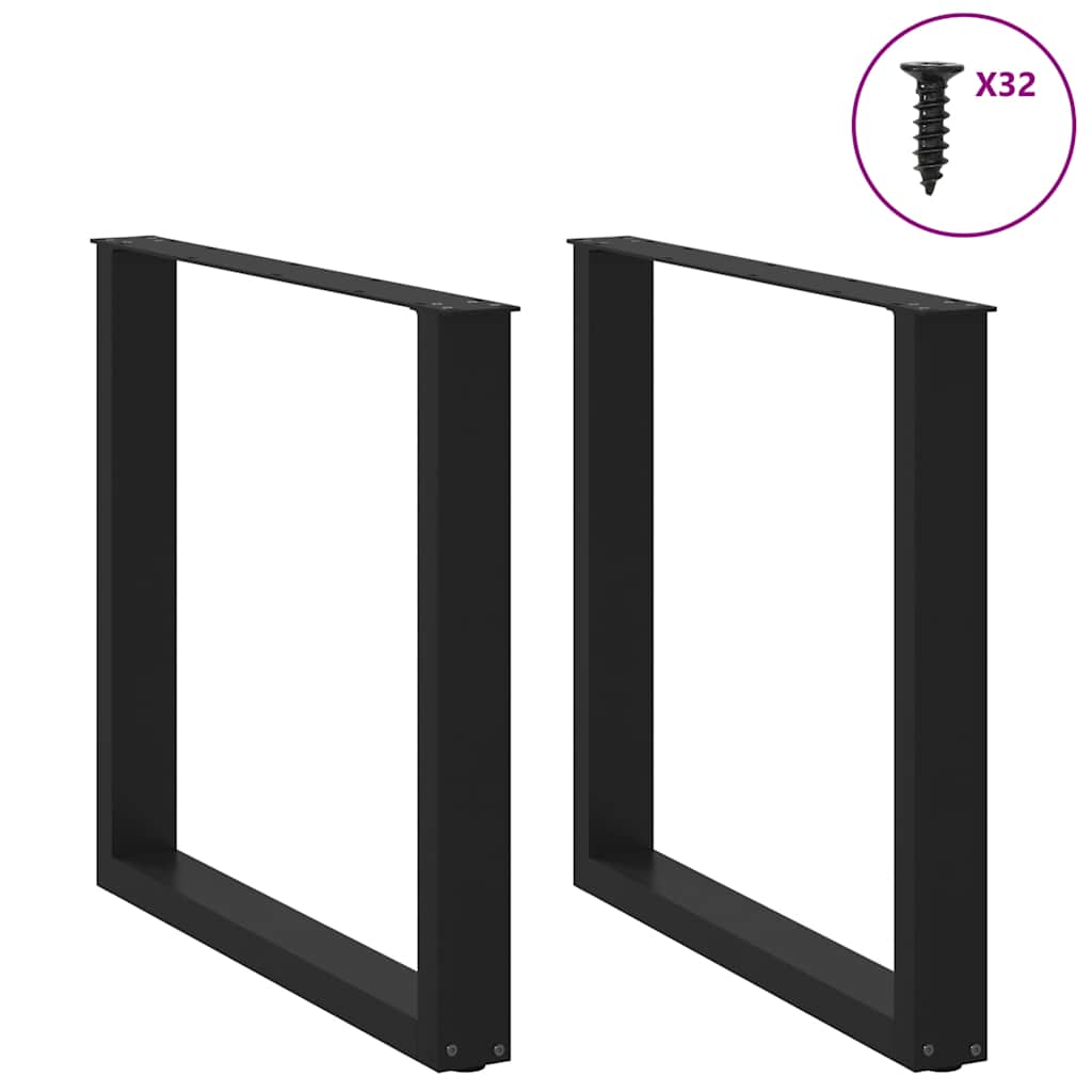 Spisebordben U-formet 2 stk svart 90 x (72-73) cm stål